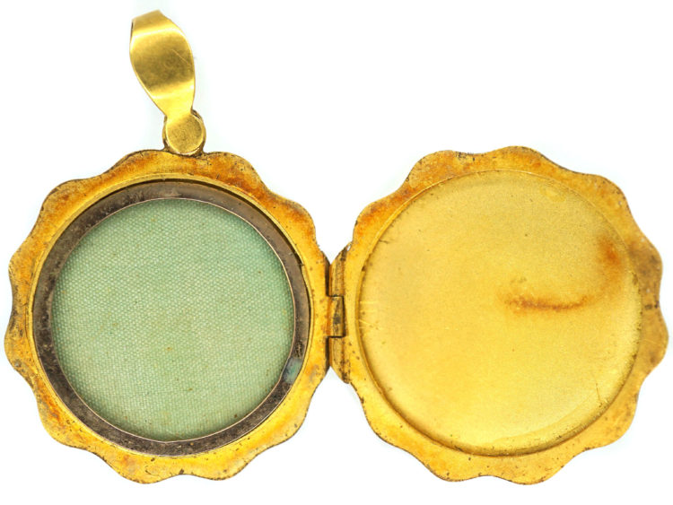 Art Nouveau 15ct Gold Locket of a Lady with Flowers