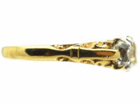 Victorian 18ct Gold Three Stone Diamond Carved Half Hoop Ring