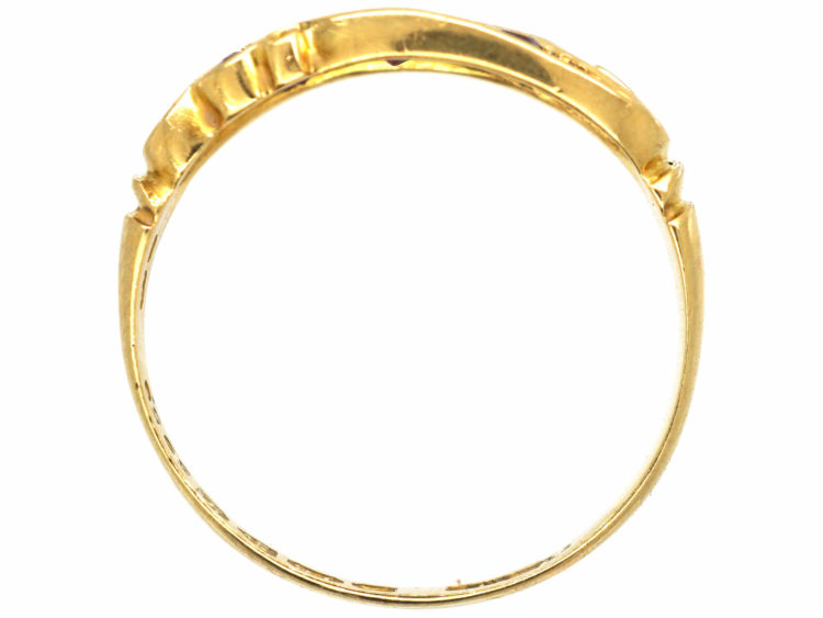 Edwardian 18ct Gold, Ruby & Diamond Crossover Ring