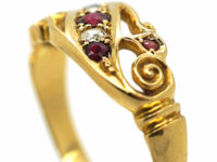 Edwardian 18ct Gold, Ruby & Diamond Crossover Ring