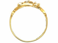 Edwardian 18ct Gold Natural Pearl & Diamond Ring