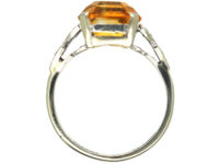 Art Deco 18ct White Gold & Platinum, Madeira Citrine & Diamond Ring
