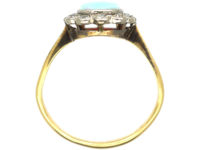 Edwardian 18ct Gold & Platinum, Opal & Diamond Cluster Ring
