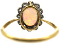 Edwardian 18ct Gold & Platinum, Opal & Diamond Cluster Ring
