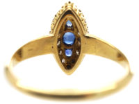 Victorian 18ct Gold Sapphire & Diamond Marquise Shaped Ring