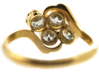 Edwardian 18ct Gold Four Stone Diamond Crossover Ring