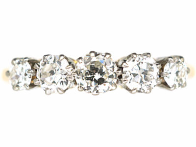 Art Deco 18ct Gold & Platinum Five Stone Diamond Ring