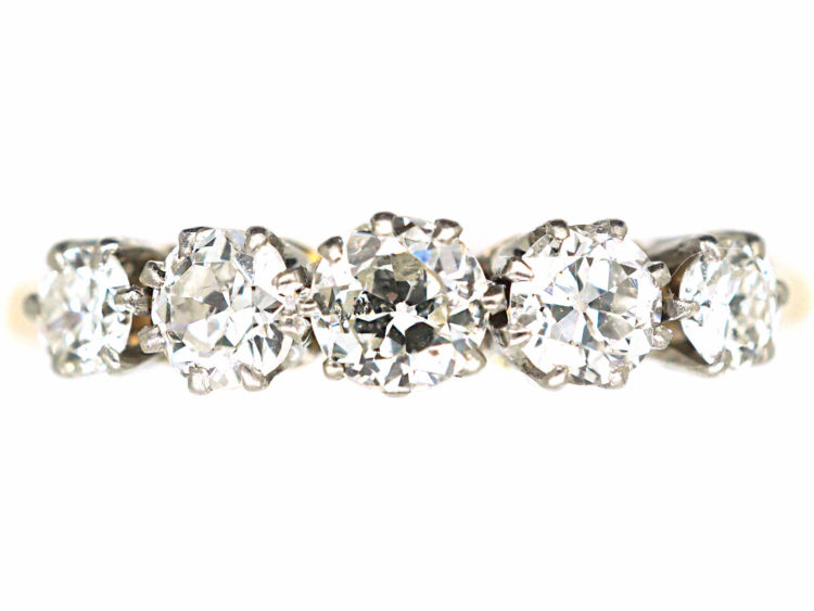 Art Deco 18ct Gold & Platinum Five Stone Diamond Ring