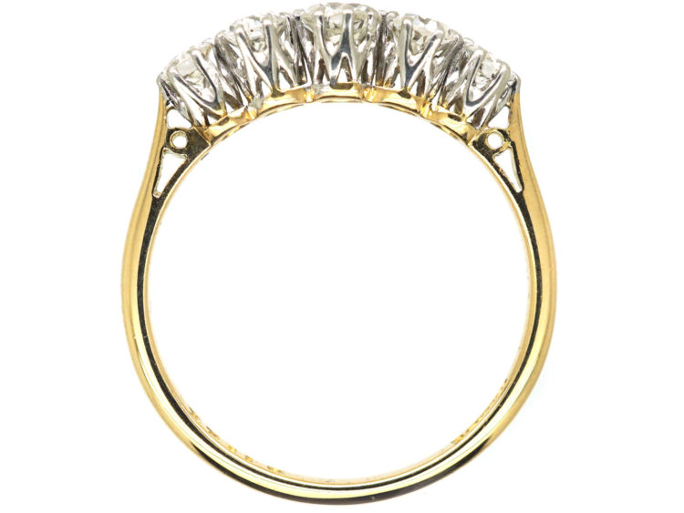 Art Deco 18ct Gold & Platinum Five Stone Diamond Ring
