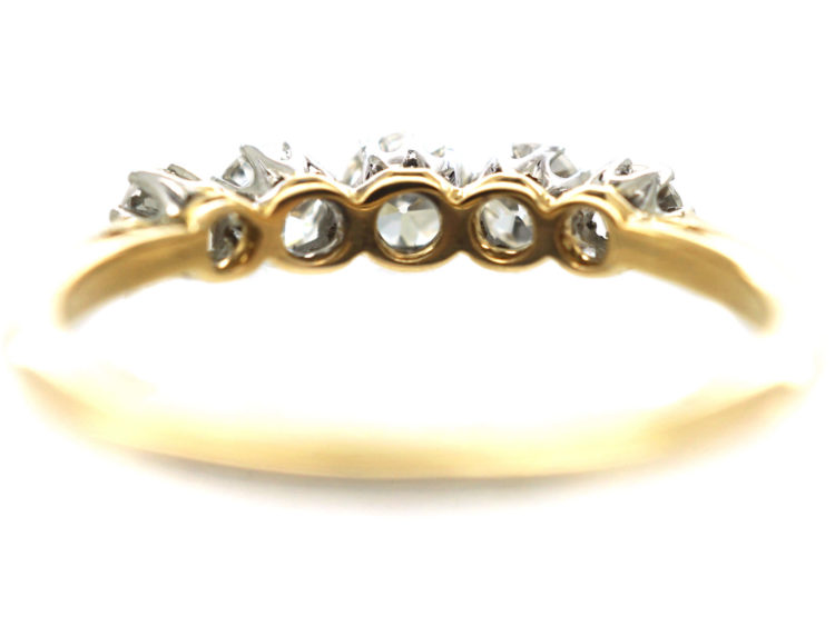 Art Deco 18ct Gold & Platinum Five Stone Diamond Ring