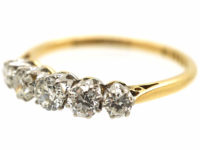 Art Deco 18ct Gold & Platinum Five Stone Diamond Ring