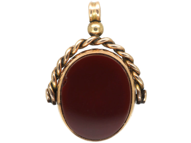 Victorian 9ct Gold Swivel Seal with Bloodstone & Carnelian Base