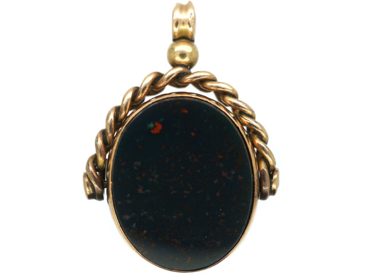 Victorian 9ct Gold Swivel Seal with Bloodstone & Carnelian Base