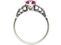 Art Deco 18ct White Gold & Platinum, Pink Sapphire & Diamond Ring