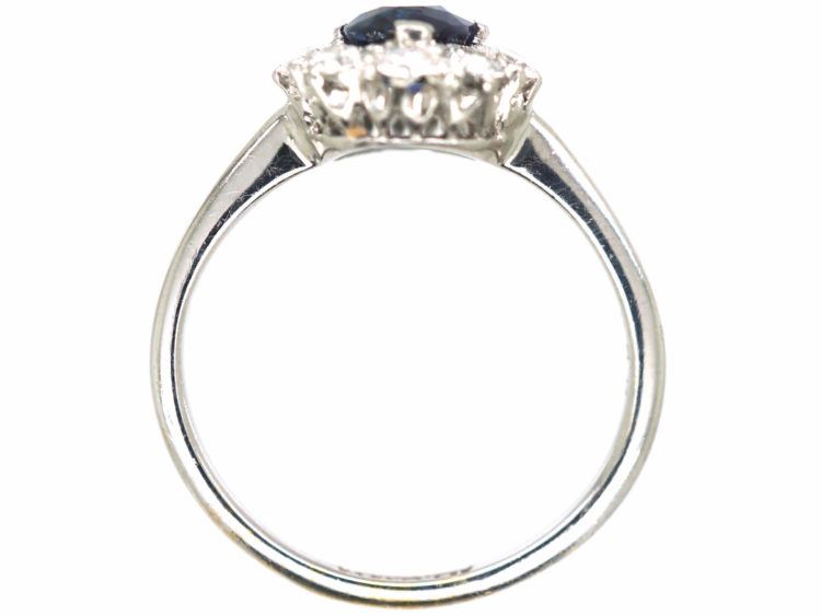 18ct White Gold & Platinum, Sapphire & Diamond Oval Cluster Ring