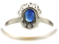 18ct White Gold & Platinum, Sapphire & Diamond Oval Cluster Ring