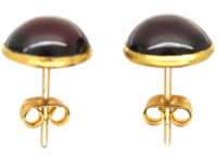 Victorian 15ct Gold Cabochon Garnet Round Earrings
