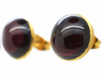 Victorian 15ct Gold Cabochon Garnet Round Earrings