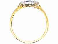 Edwardian 18ct Gold & Platinum, Sapphire & Diamond Oval Cluster Ring