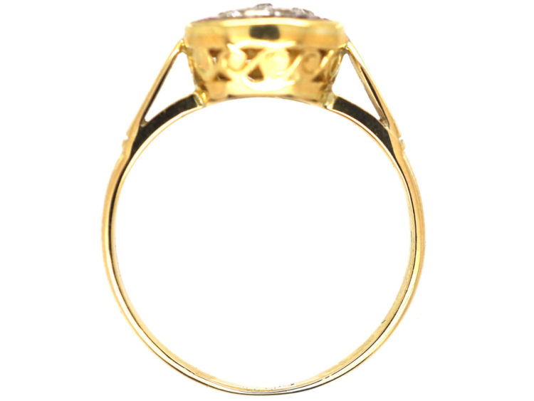 Art Deco 18ct Gold & Platinum, Ruby & Diamond Target Ring