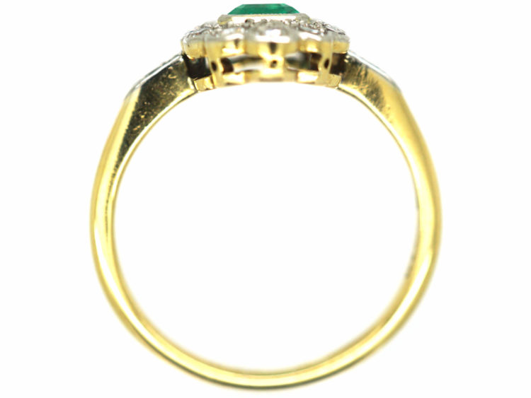 Art Deco 18ct Gold & Platinum, Emerald & Diamond Ring