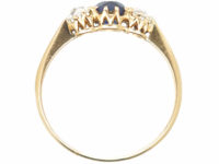 Edwardian 14ct Gold Rose Diamond & Sapphire Three Stone Ring
