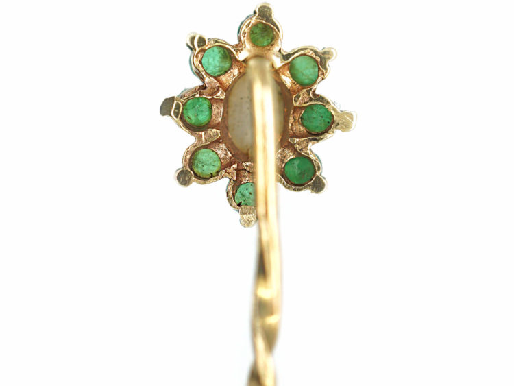 15ct Gold Emerald & Opal Tie Pin