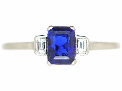 Art Deco Sapphire & Diamond Three Stone Ring