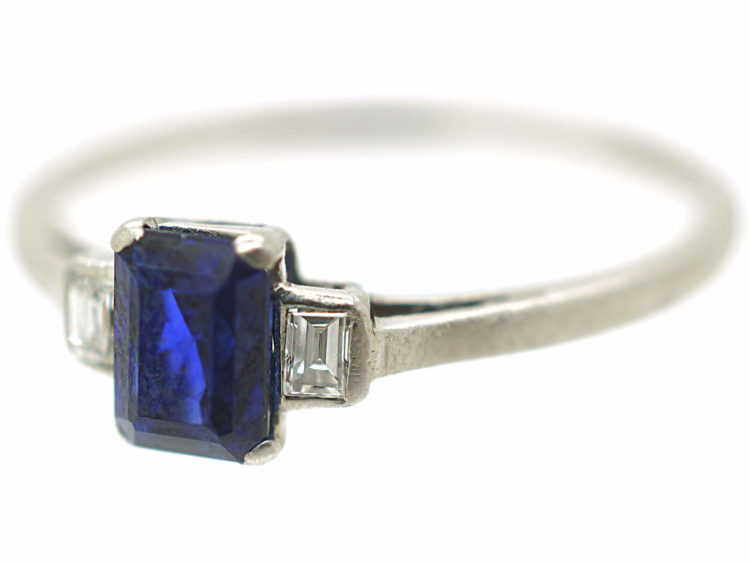 Art Deco Sapphire & Diamond Three Stone Ring