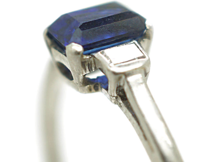 Art Deco Sapphire & Diamond Three Stone Ring