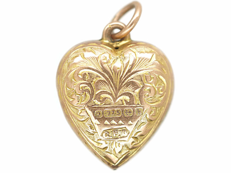 Edwardian 9ct Gold Heart Shaped Pendant