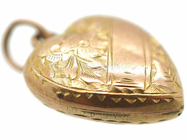 Edwardian 9ct Gold Heart Shaped Pendant