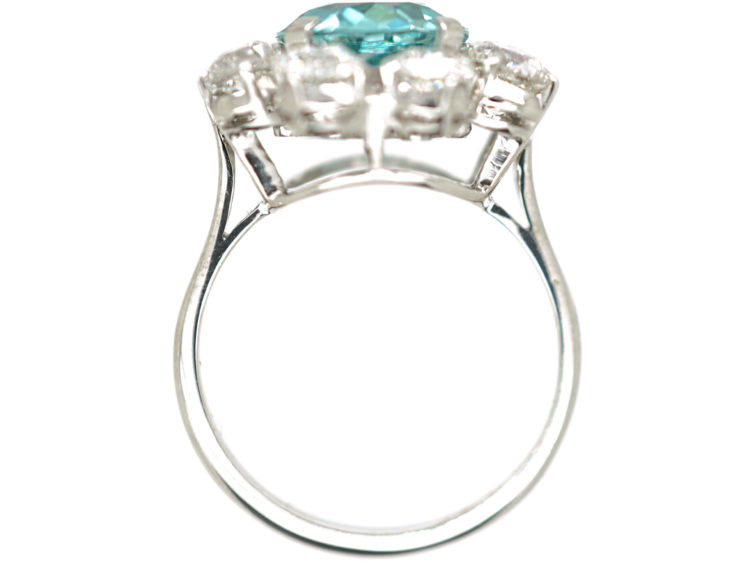 18ct White Gold, Zircon & Diamond Cluster Ring