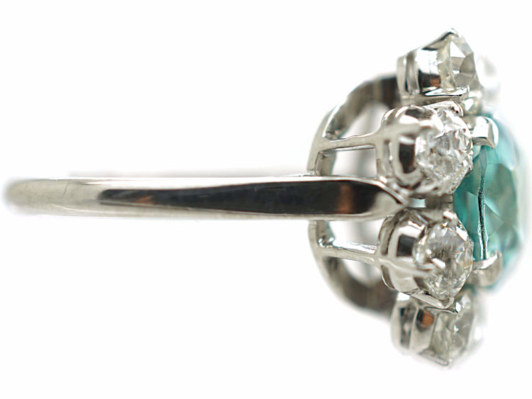 18ct White Gold, Zircon & Diamond Cluster Ring