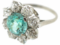 18ct White Gold, Zircon & Diamond Cluster Ring