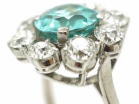 18ct White Gold, Zircon & Diamond Cluster Ring
