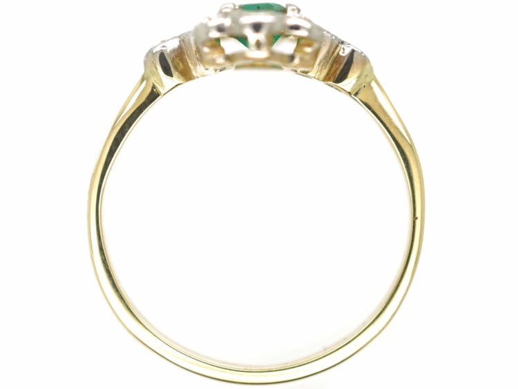 Art Deco 18ct Gold & Platinum, Emerald & Diamond Ring
