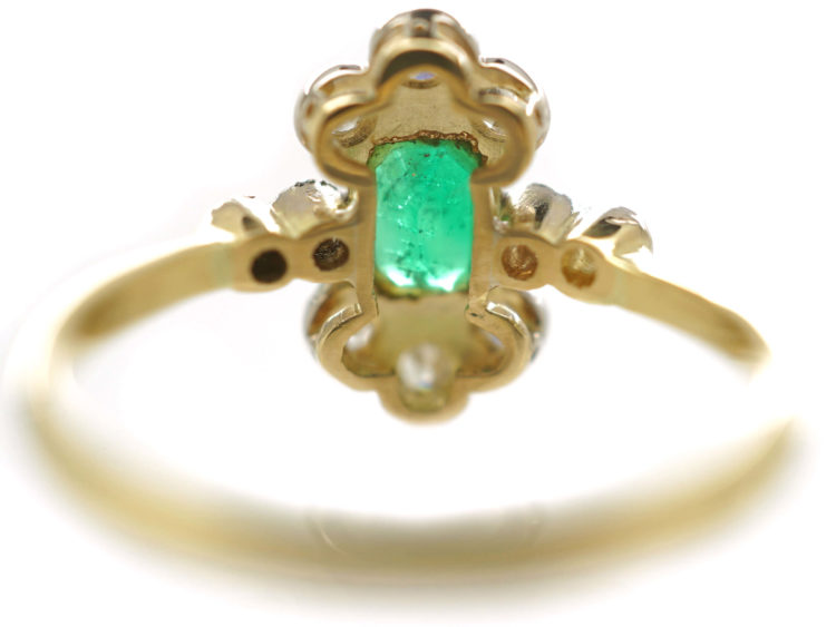 Art Deco 18ct Gold & Platinum, Emerald & Diamond Ring