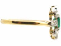 Art Deco 18ct Gold & Platinum, Emerald & Diamond Ring