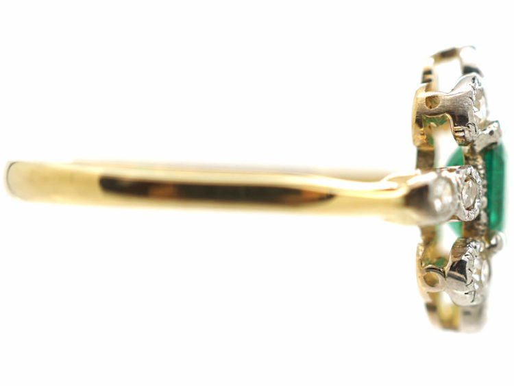 Art Deco 18ct Gold & Platinum, Emerald & Diamond Ring