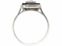 Art Deco Platinum Onyx & Marquise Diamond Rectangular Shaped Ring