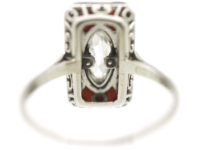 Art Deco Platinum Onyx & Marquise Diamond Rectangular Shaped Ring