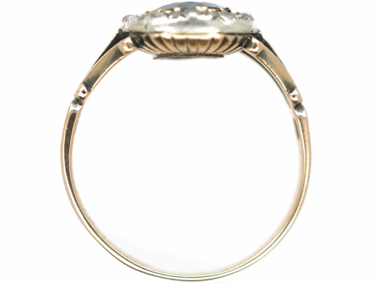 Edwardian 18ct Gold, Sapphire & Rose Diamond Cluster Ring