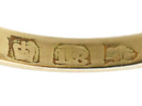 Victorian 18ct Gold Three Stone Emerald & Diamond Carved Half Hoop Ring