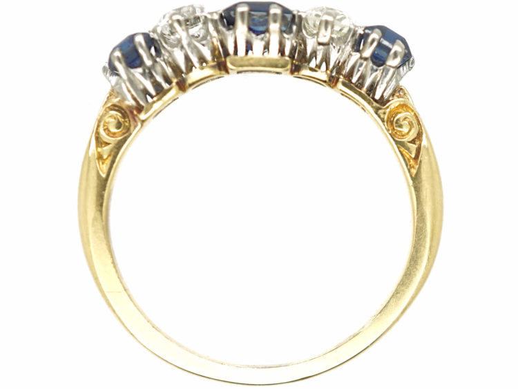 Edwardian 18ct Gold, Sapphire & Diamond Five Stone Ring