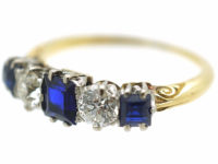 Edwardian 18ct Gold, Sapphire & Diamond Five Stone Ring