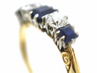 Edwardian 18ct Gold, Sapphire & Diamond Five Stone Ring