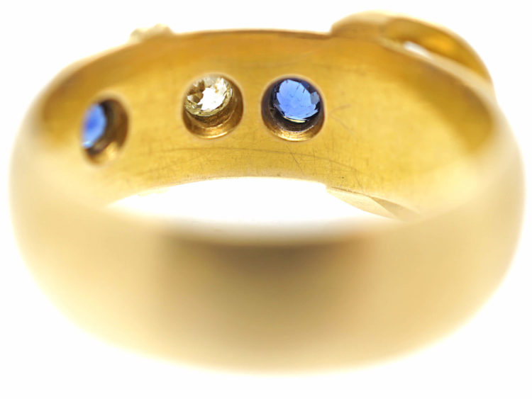 Edwardian 18ct Gold, Sapphire & Diamond Buckle Ring
