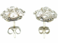 Art Deco 18ct White Gold Diamond Cluster Earrings