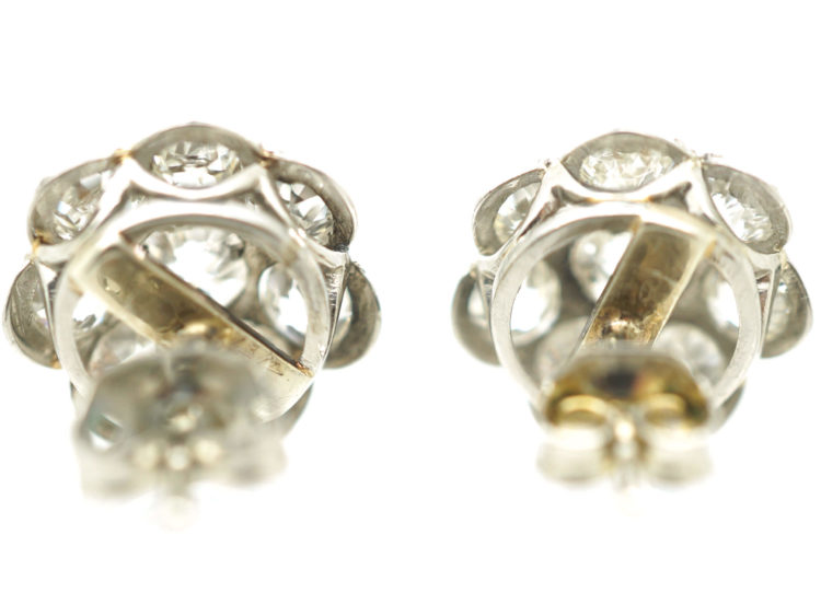 Art Deco 18ct White Gold Diamond Cluster Earrings